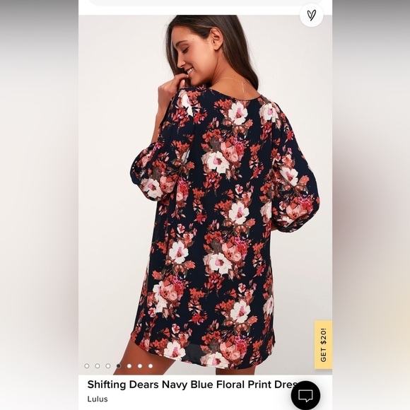 Lulu’s Shifting Dears Navy Floral Split Sleeve Dress NWT - Large - Picture 7 of 13